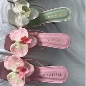 Pink tissimum orchid heels mule